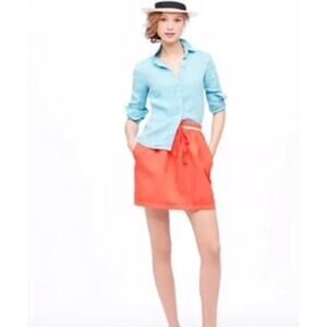 2/$30 J. Crew Cotton Mini Skirt Orange Pull On Drawstring Pockets Size 00